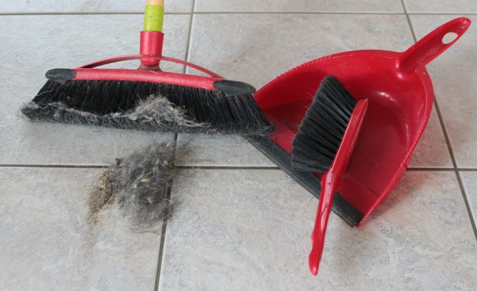 black and red brush broom and dust pan preview