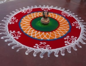 red and white round mat thumbnail