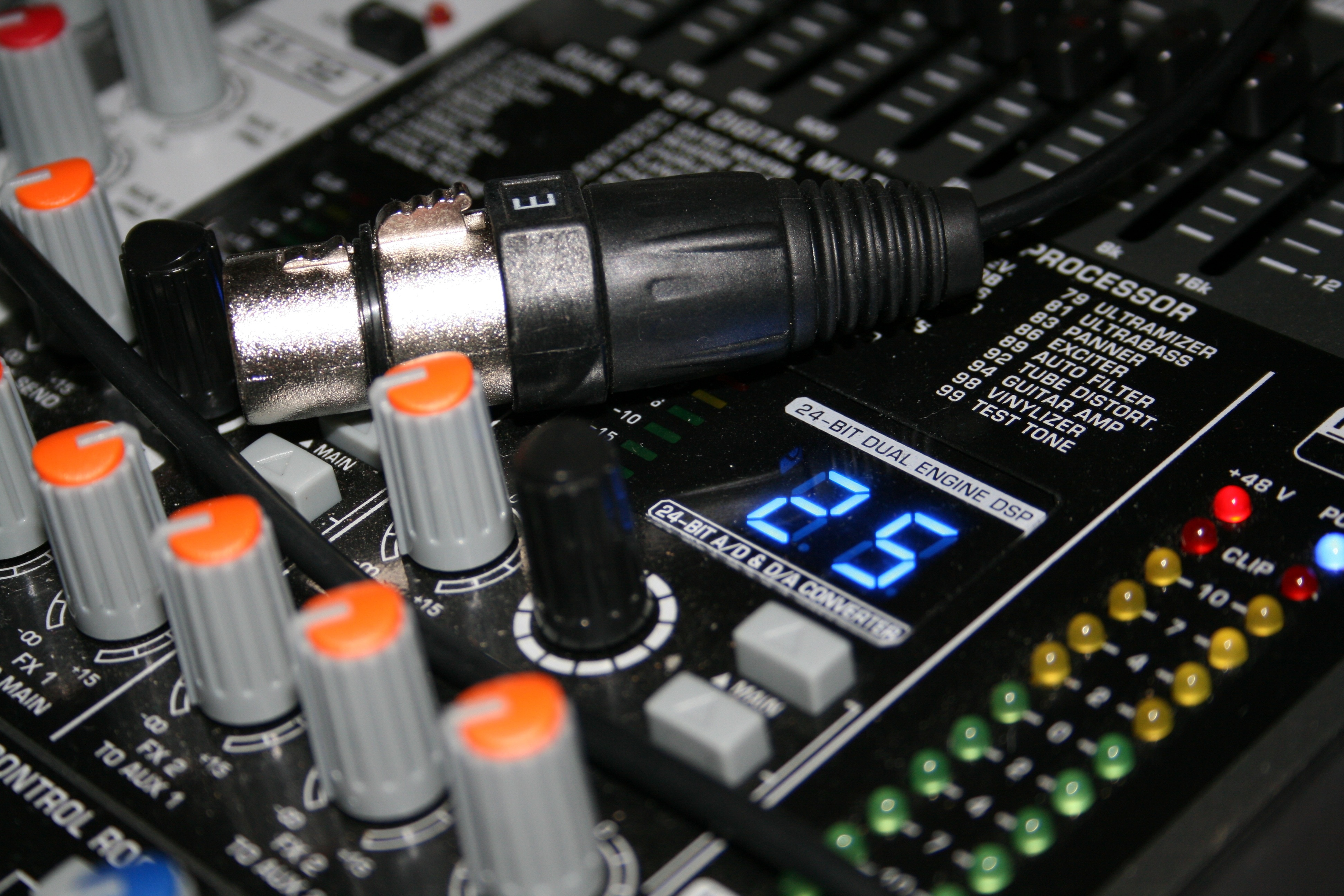 gray black and green audio mixer