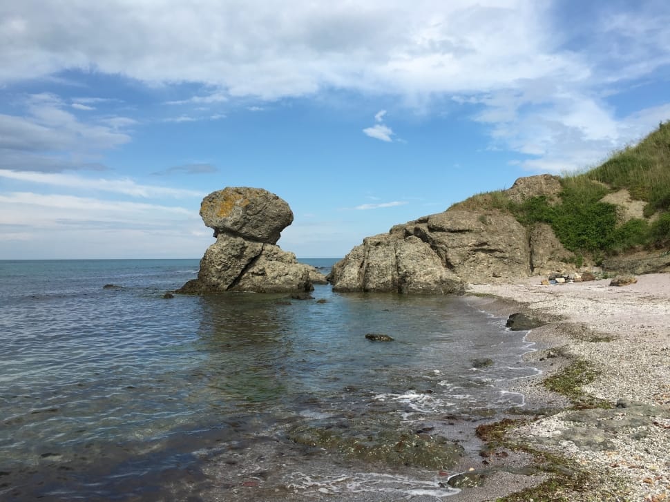 rock formation along shoreline preview