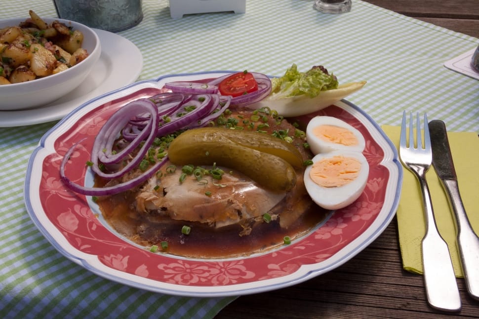 pickles with boiled egg and red onion preview