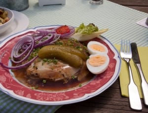 pickles with boiled egg and red onion thumbnail