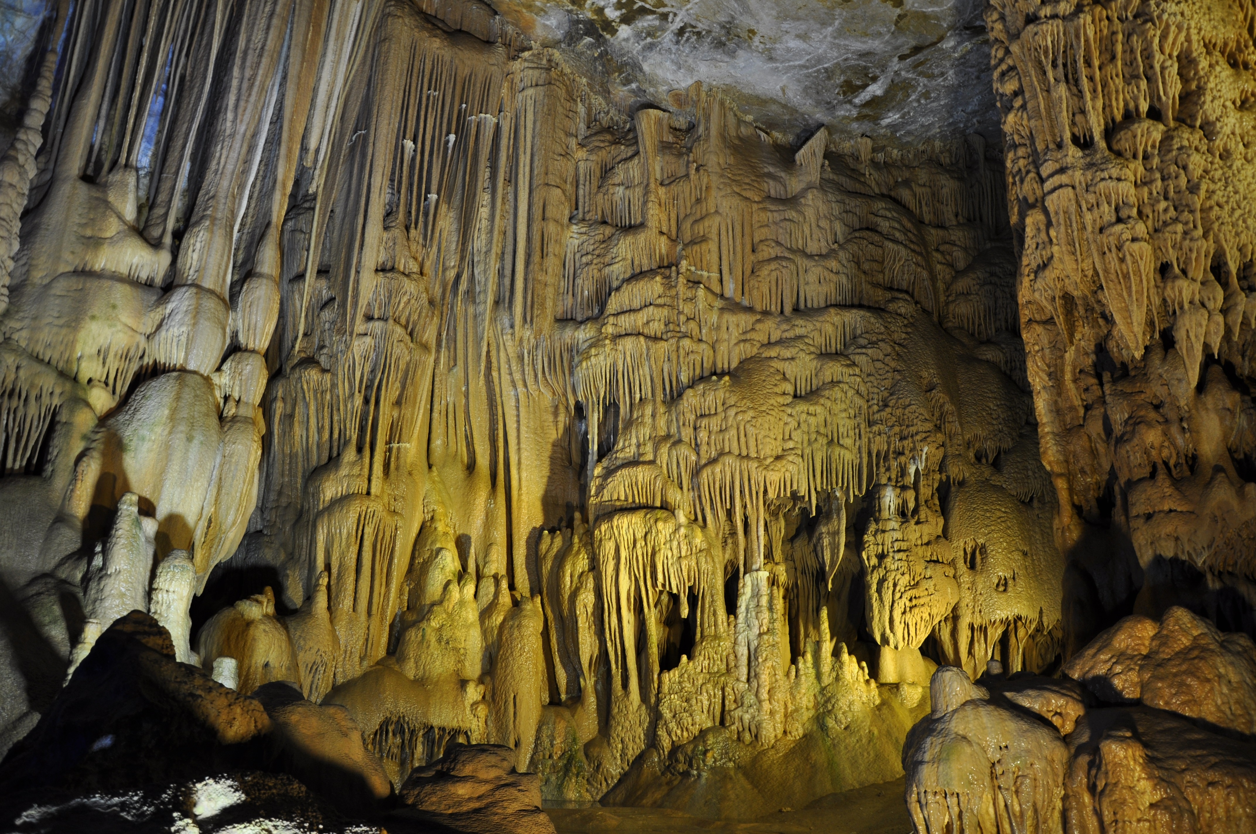 white and yellow stalactites