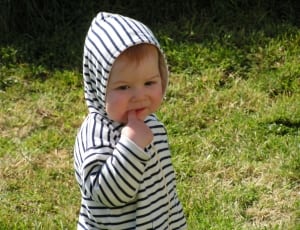 toddler's white and black stripe hoodie thumbnail