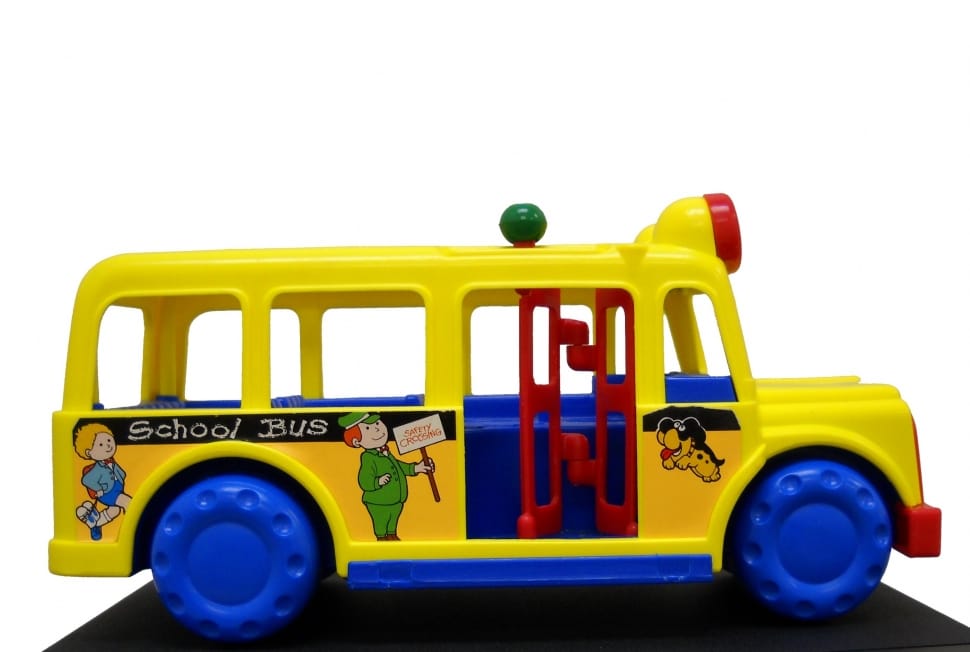 yellow and blue school bus toy preview