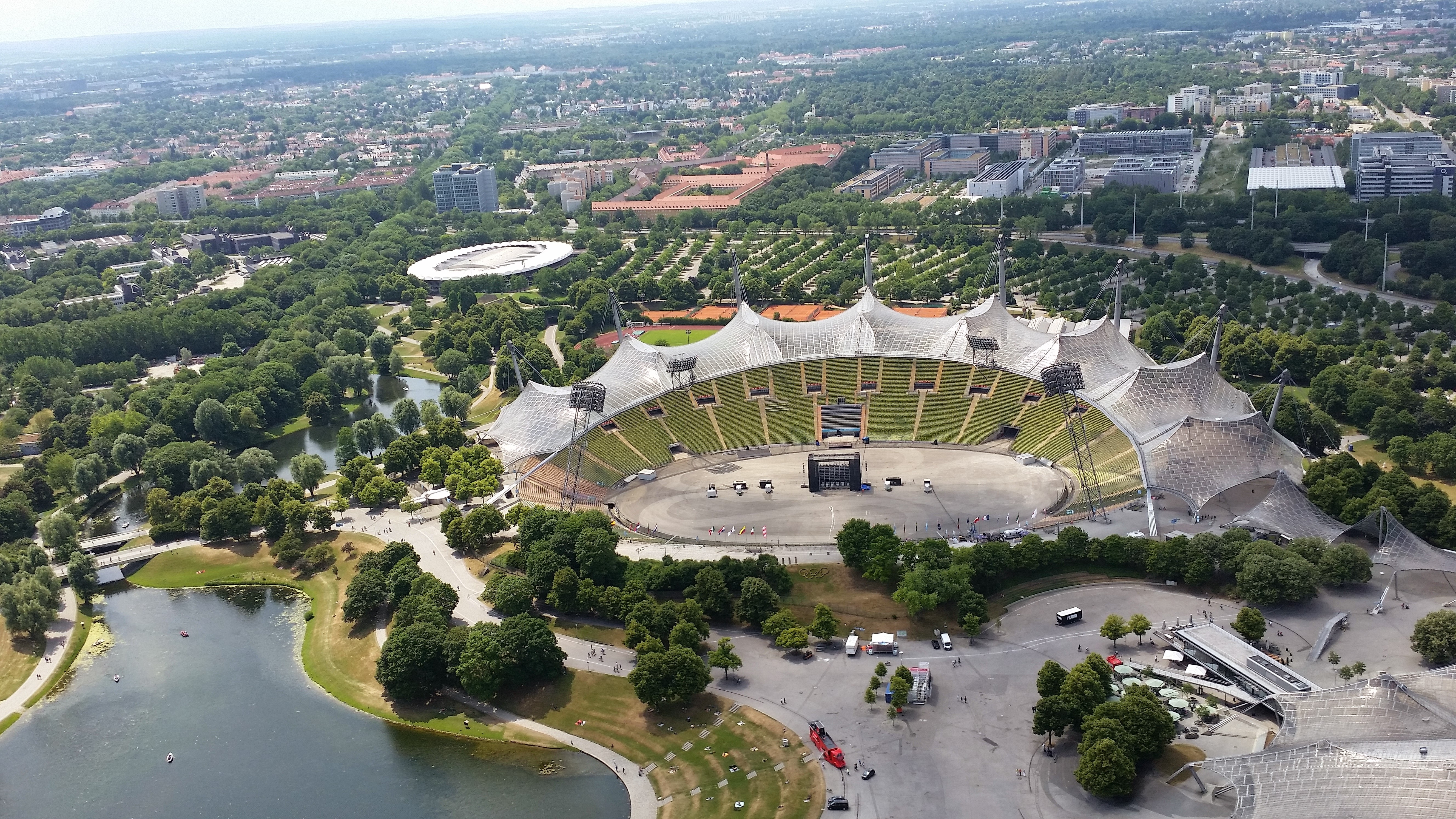 aerial photography of stadium