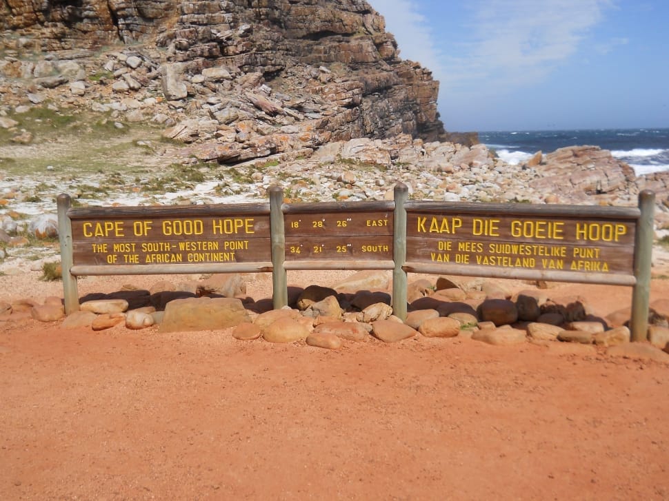 brown and yellow wooden cape of good hope sign preview