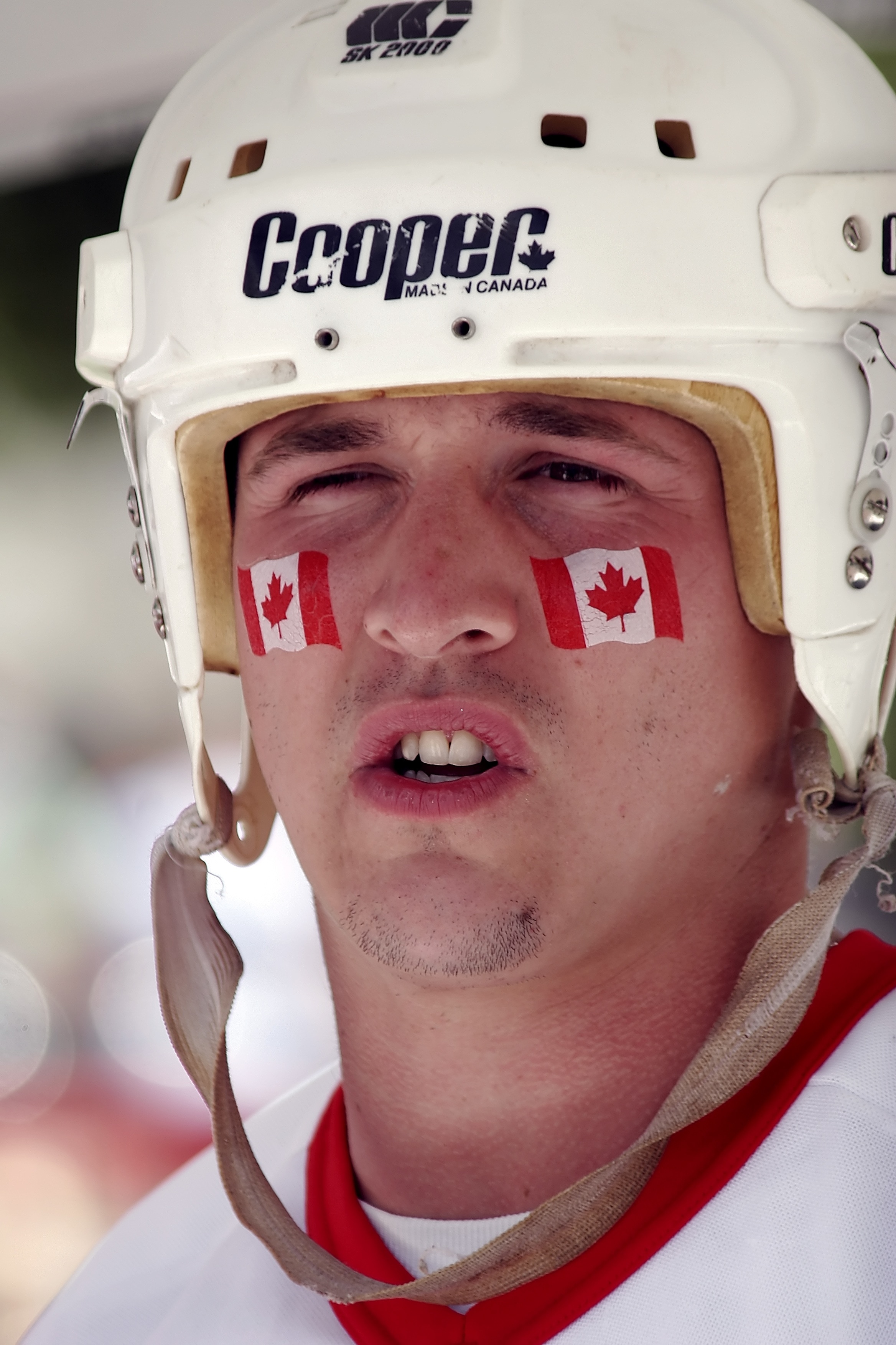 white cooper hockey helmet