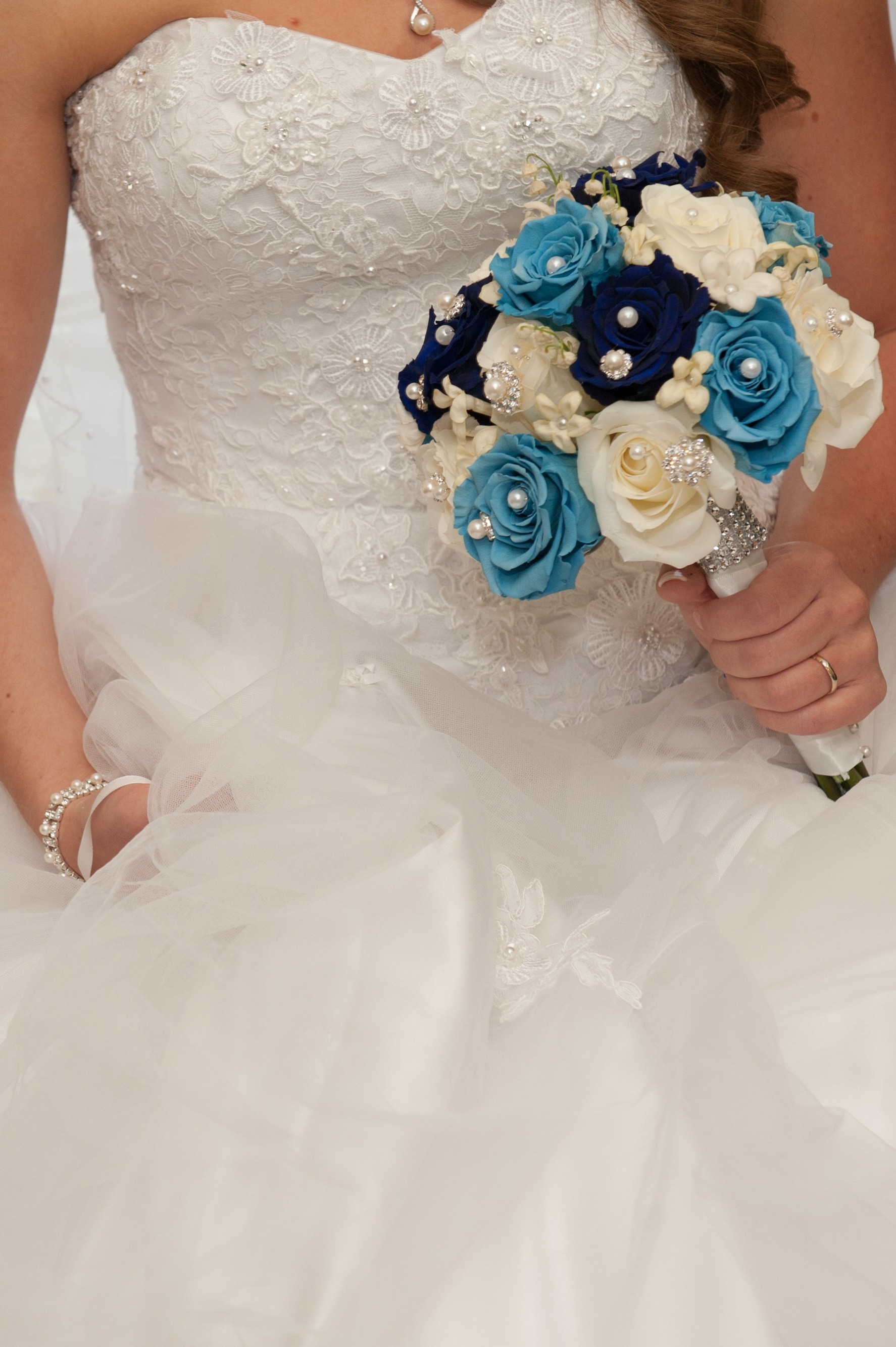 women's white floral sweetheart neckline wedding gown