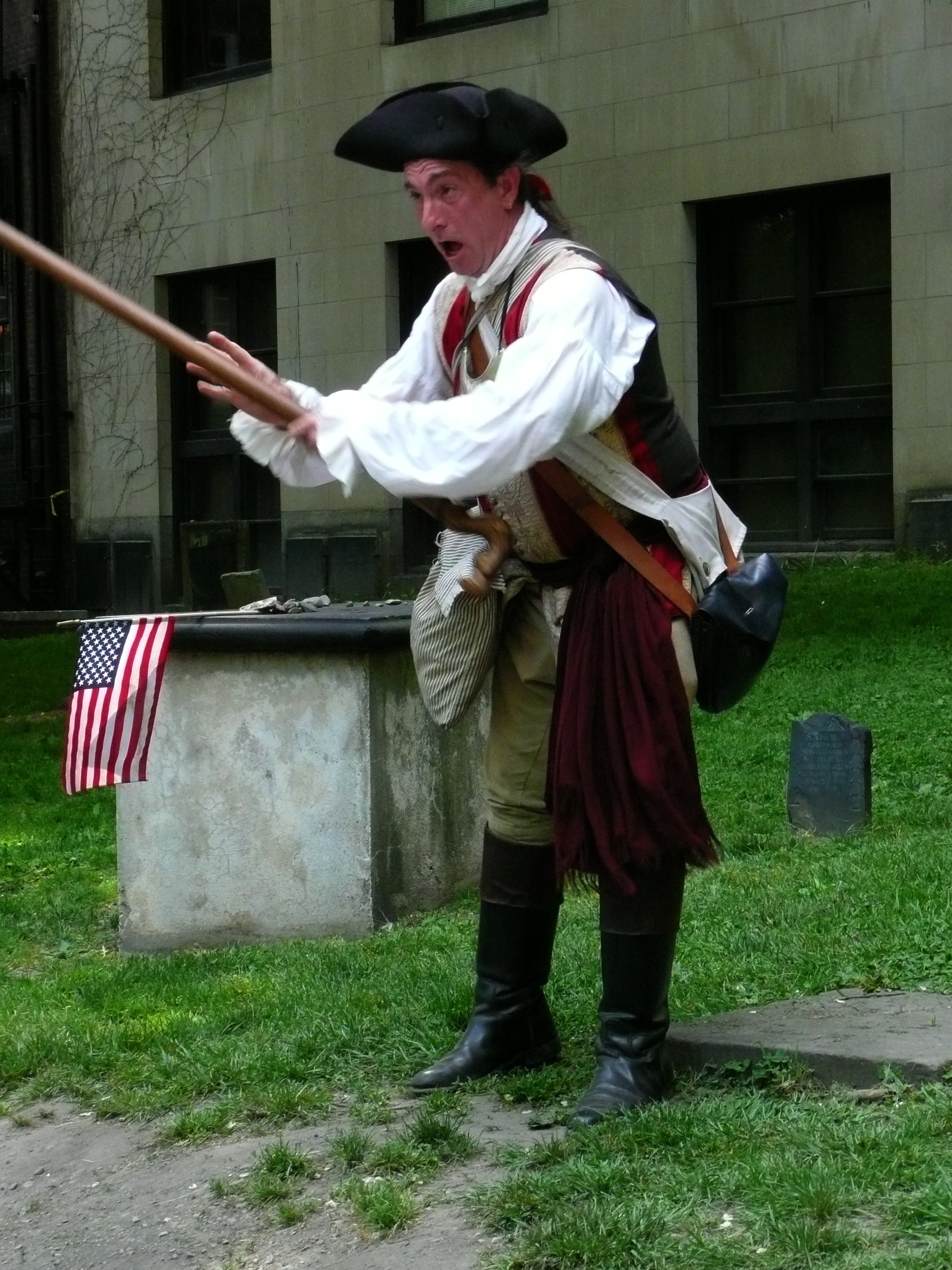 man in old america outfit