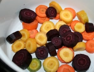 mixed chopped vegetables on white round pan thumbnail