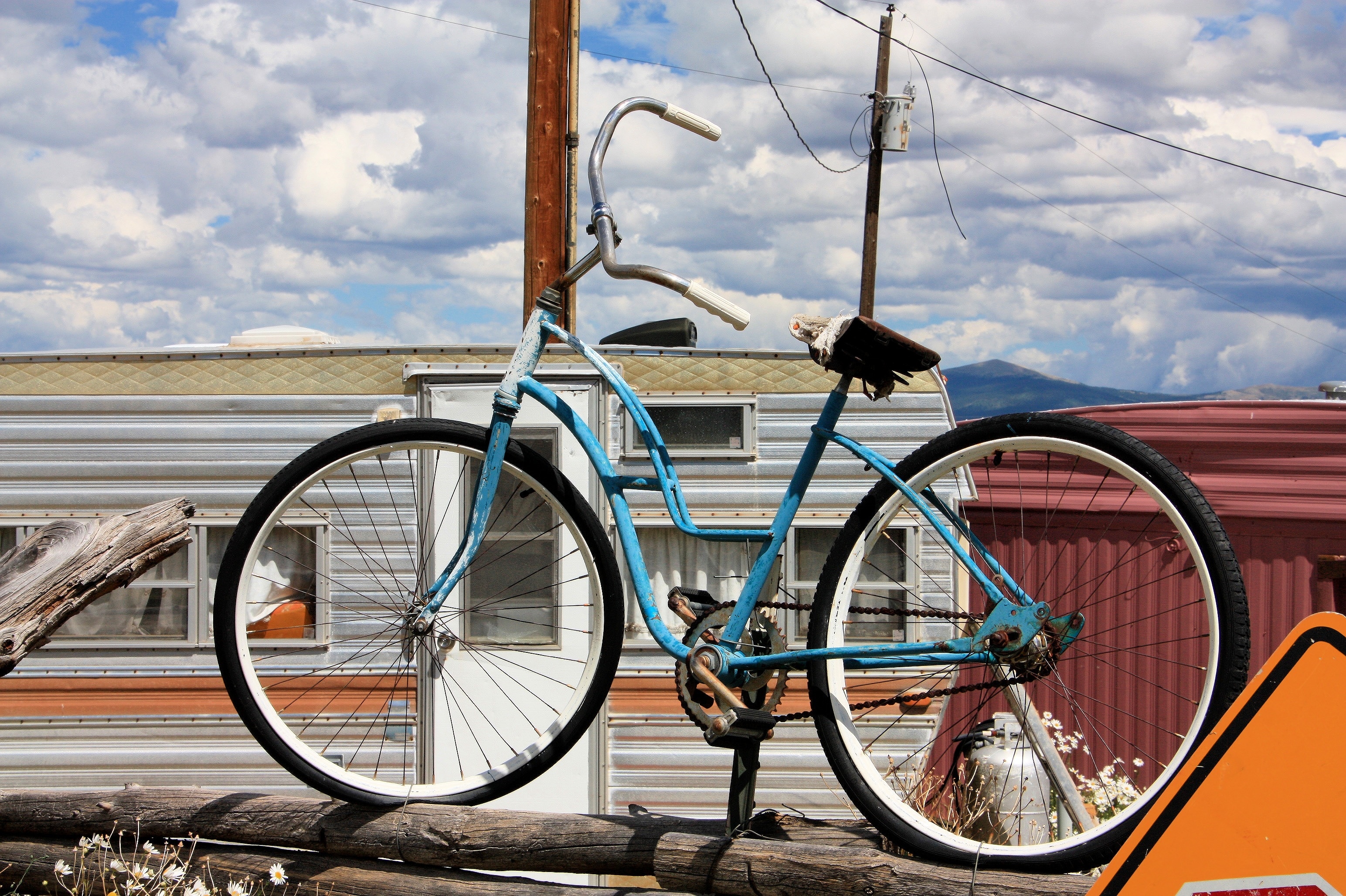 blue and chromoly cruiser bike