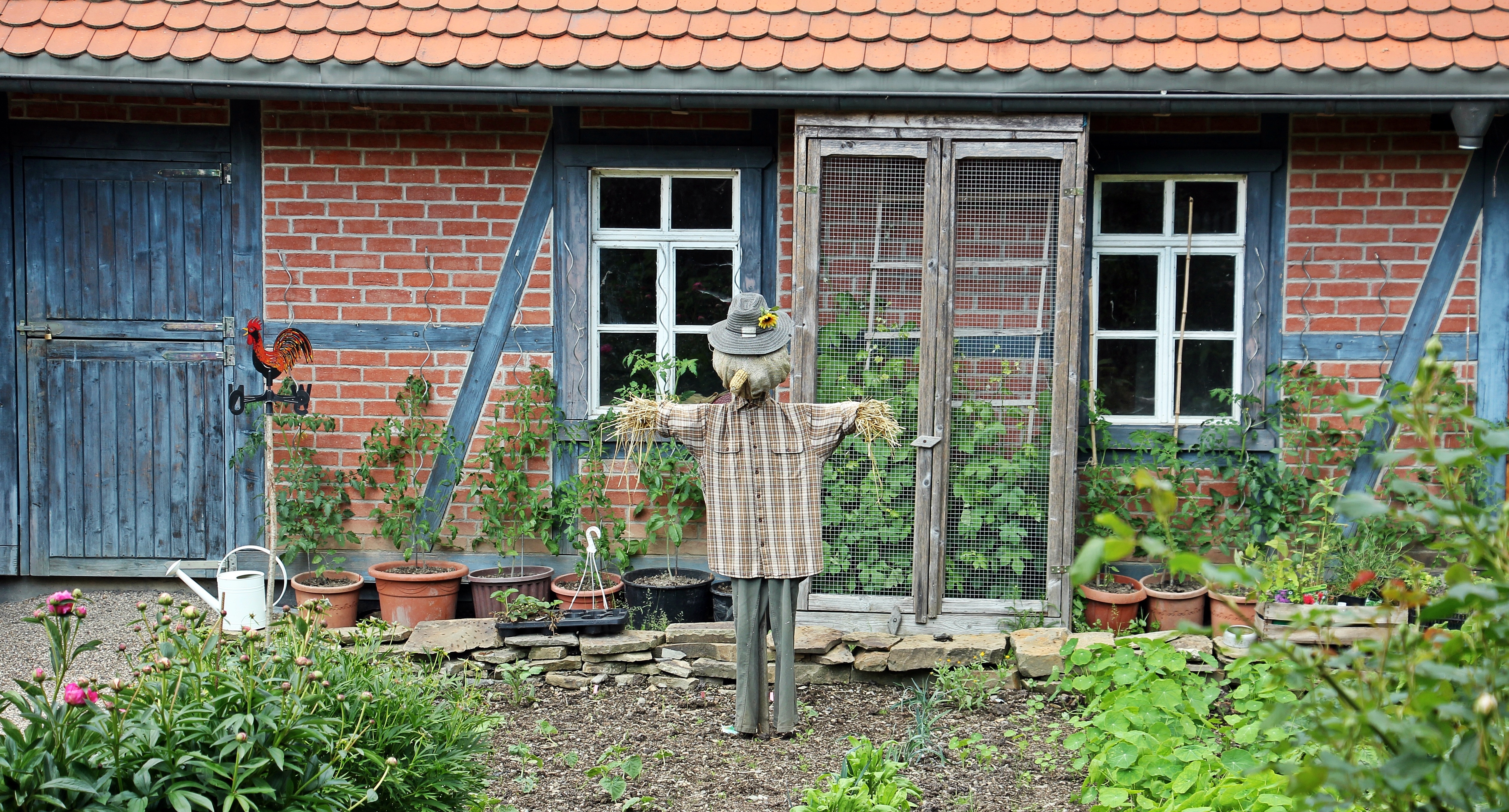 brown and grey scarecrow