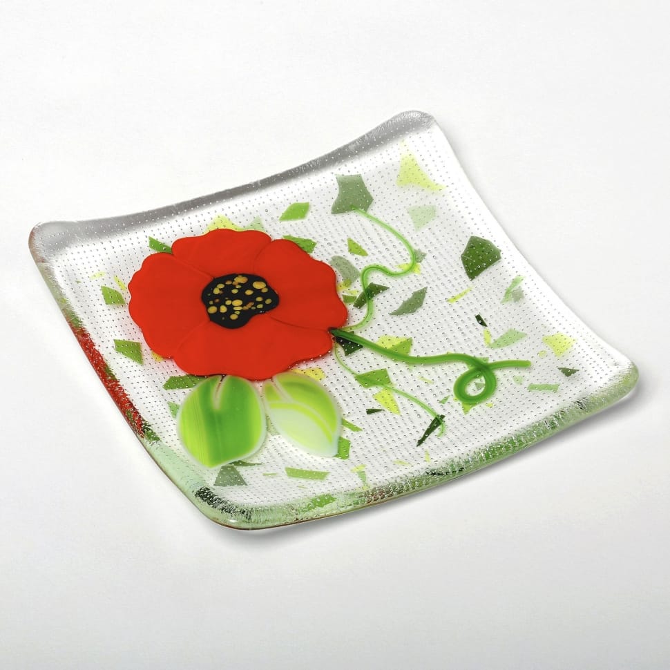 white green and red square floral plate preview
