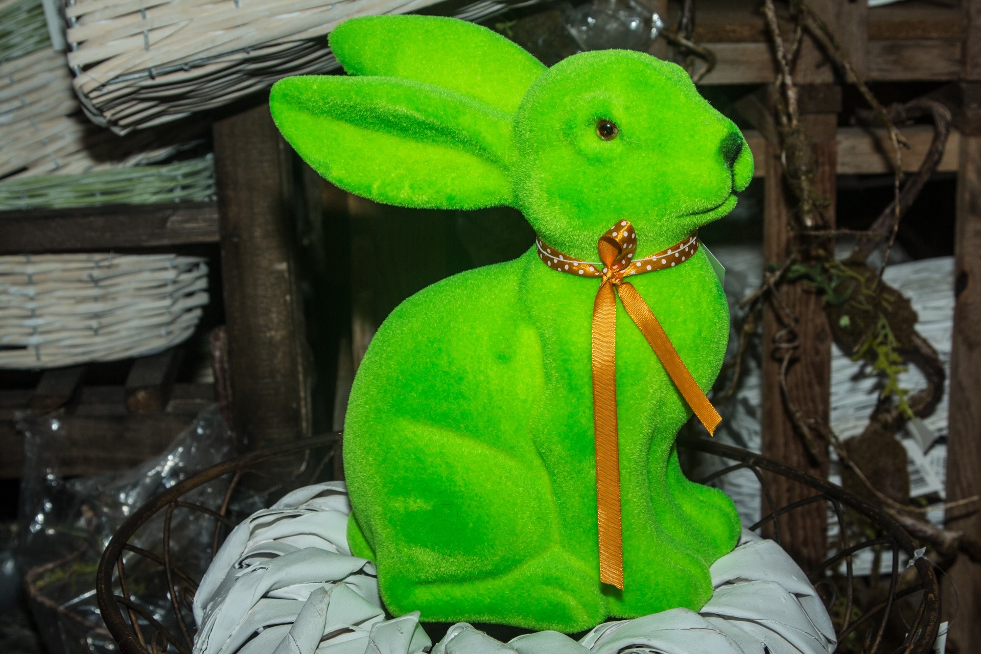 green rabbit table decor