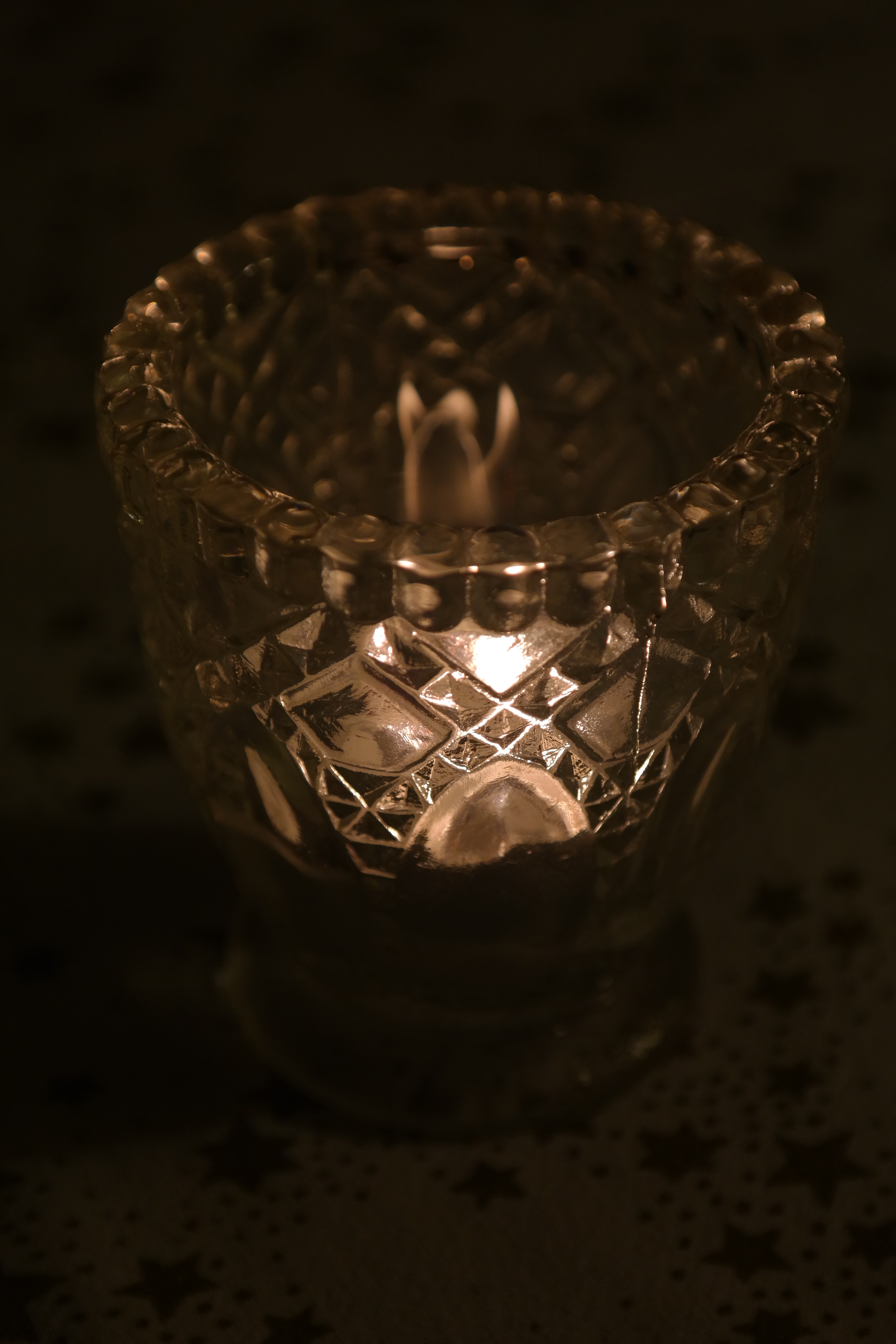 clear cut glass tealight candle holder
