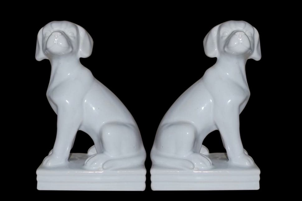 2 white dog ceramic figurines preview