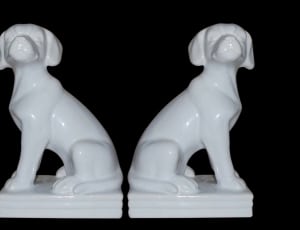 2 white dog ceramic figurines thumbnail