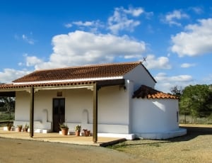 brown roofed white wall painted house thumbnail