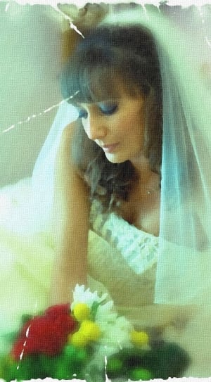 women's white floral mesh sweetheart bridal gown thumbnail