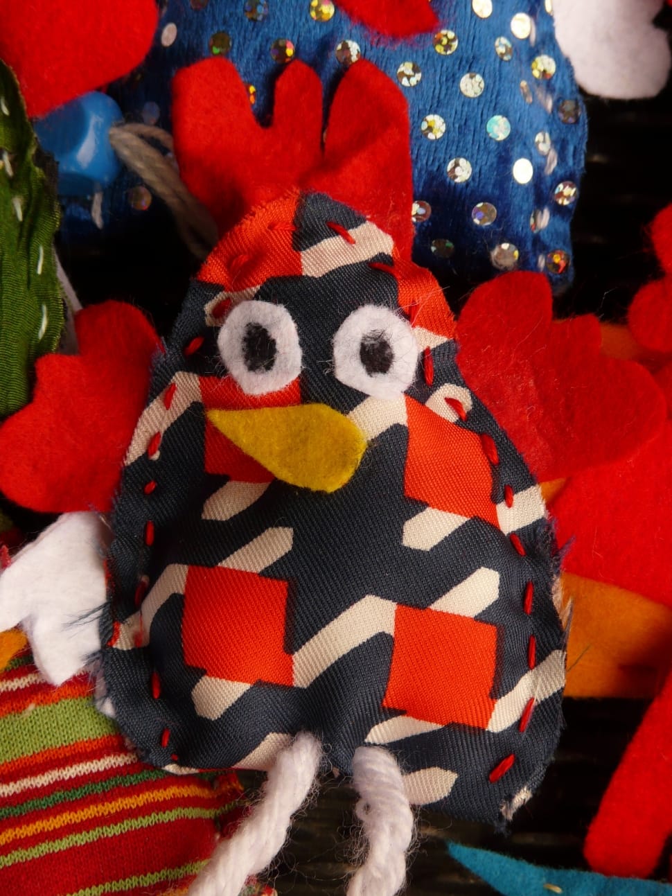 black white and red chicken plush toy preview