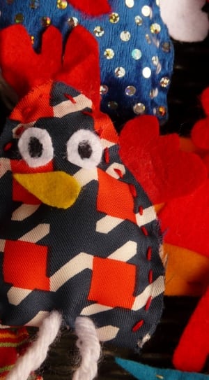 black white and red chicken plush toy thumbnail