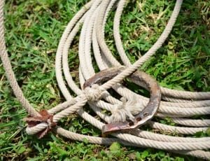 white rope; grey metal horse shoe thumbnail