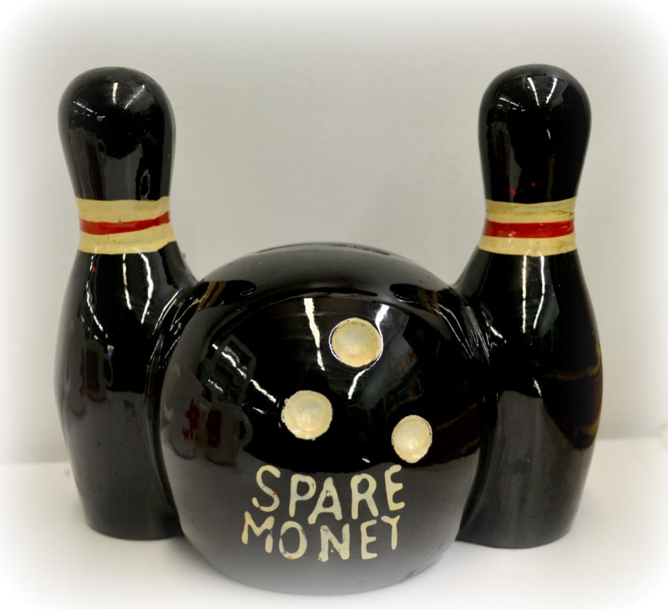 black spare money bowling set ceramic figurine preview