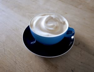 saucer and teacup set with cappuccino thumbnail