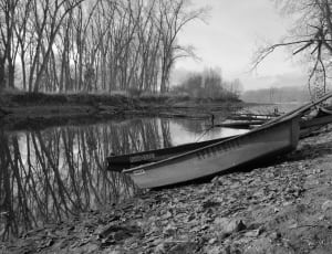gray scale photo of boat thumbnail