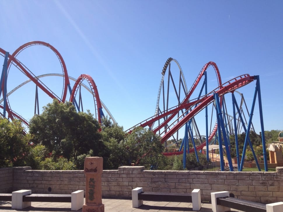 red and blue roller coaster track preview