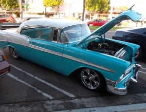 white and teal chevrolet bel-air thumbnail