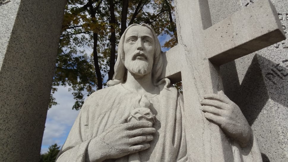 jessus christ with cross concrete statue preview