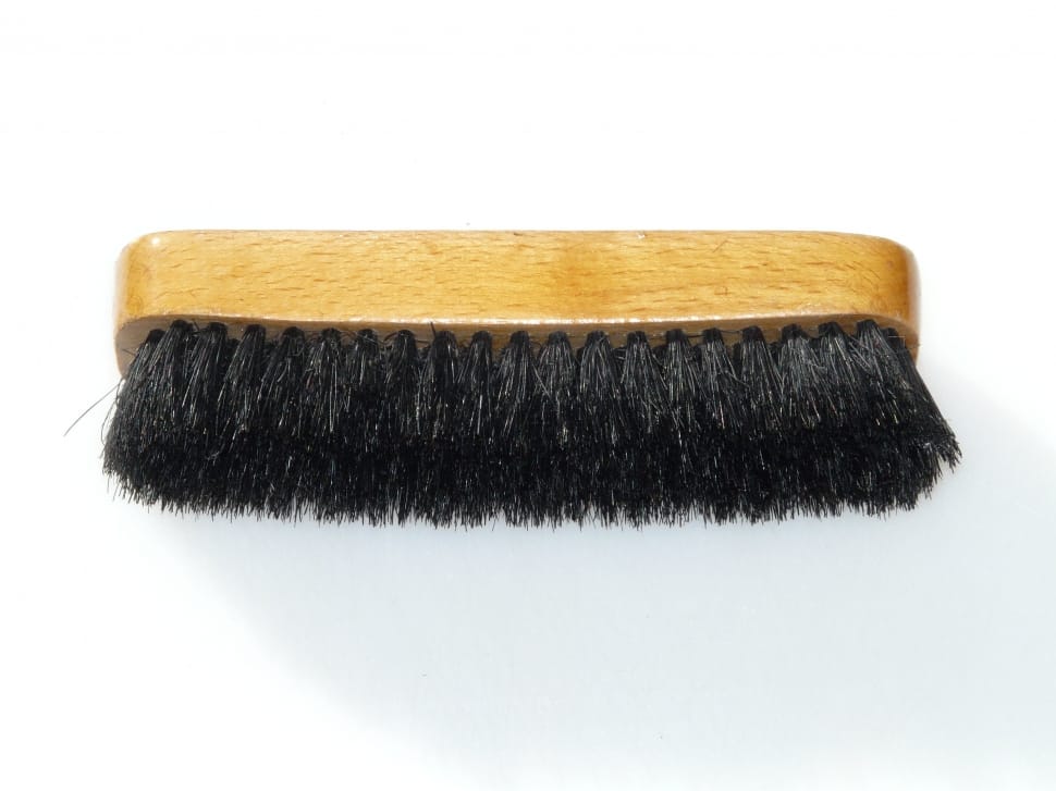 brown wood and black shoe brush preview