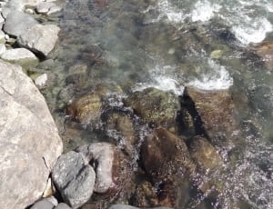 close photo of rocks in body of water thumbnail