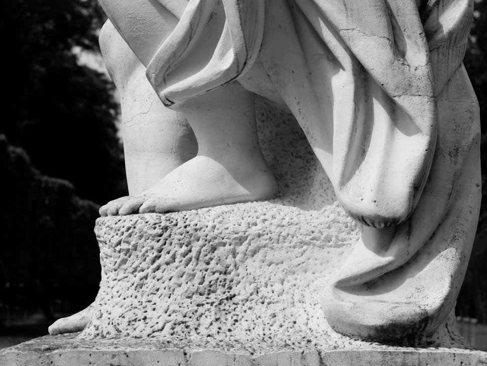 white concrete human feet statue preview