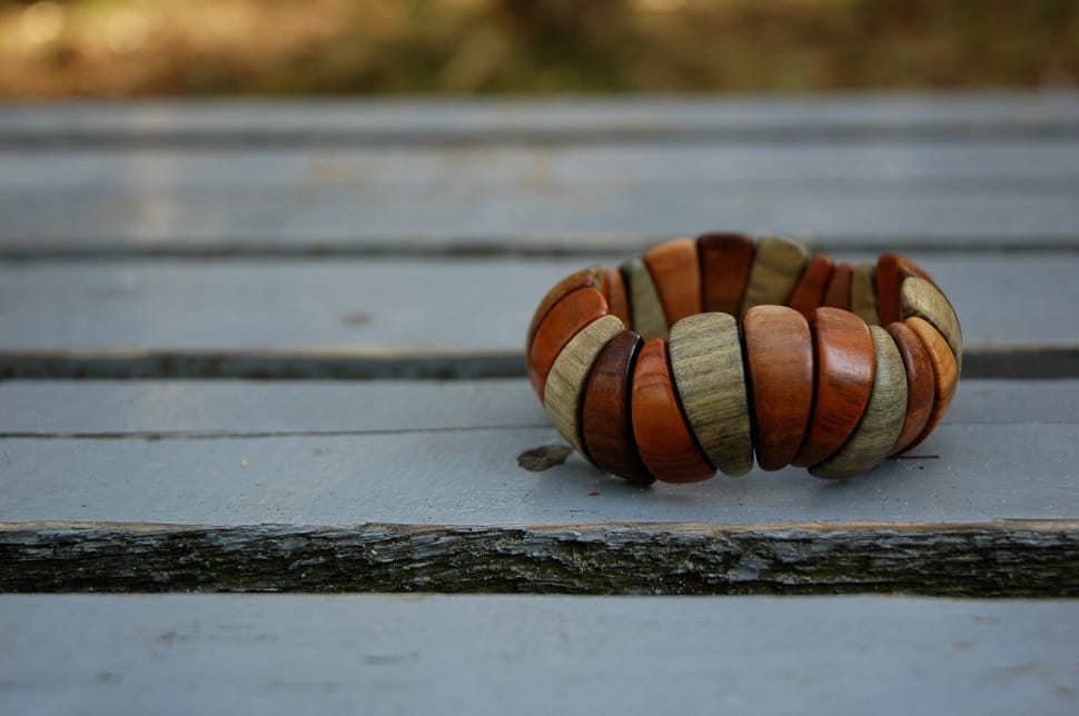 brown and gray wooden beaded bracelets preview