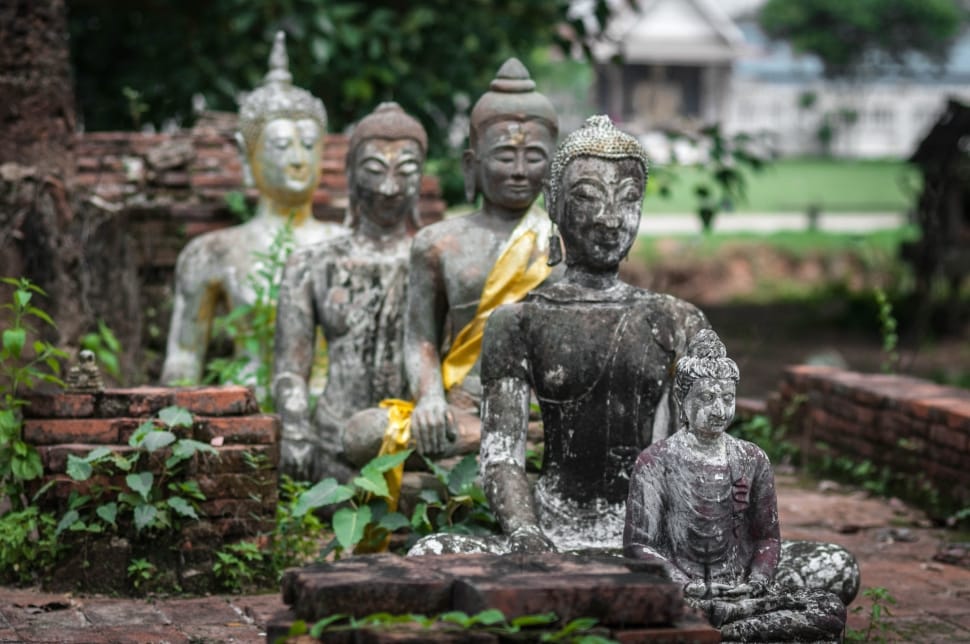 4 buddha concrete statuette preview