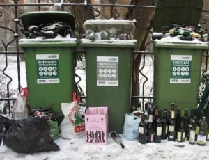 4 green plastic trash bin with bottle thumbnail