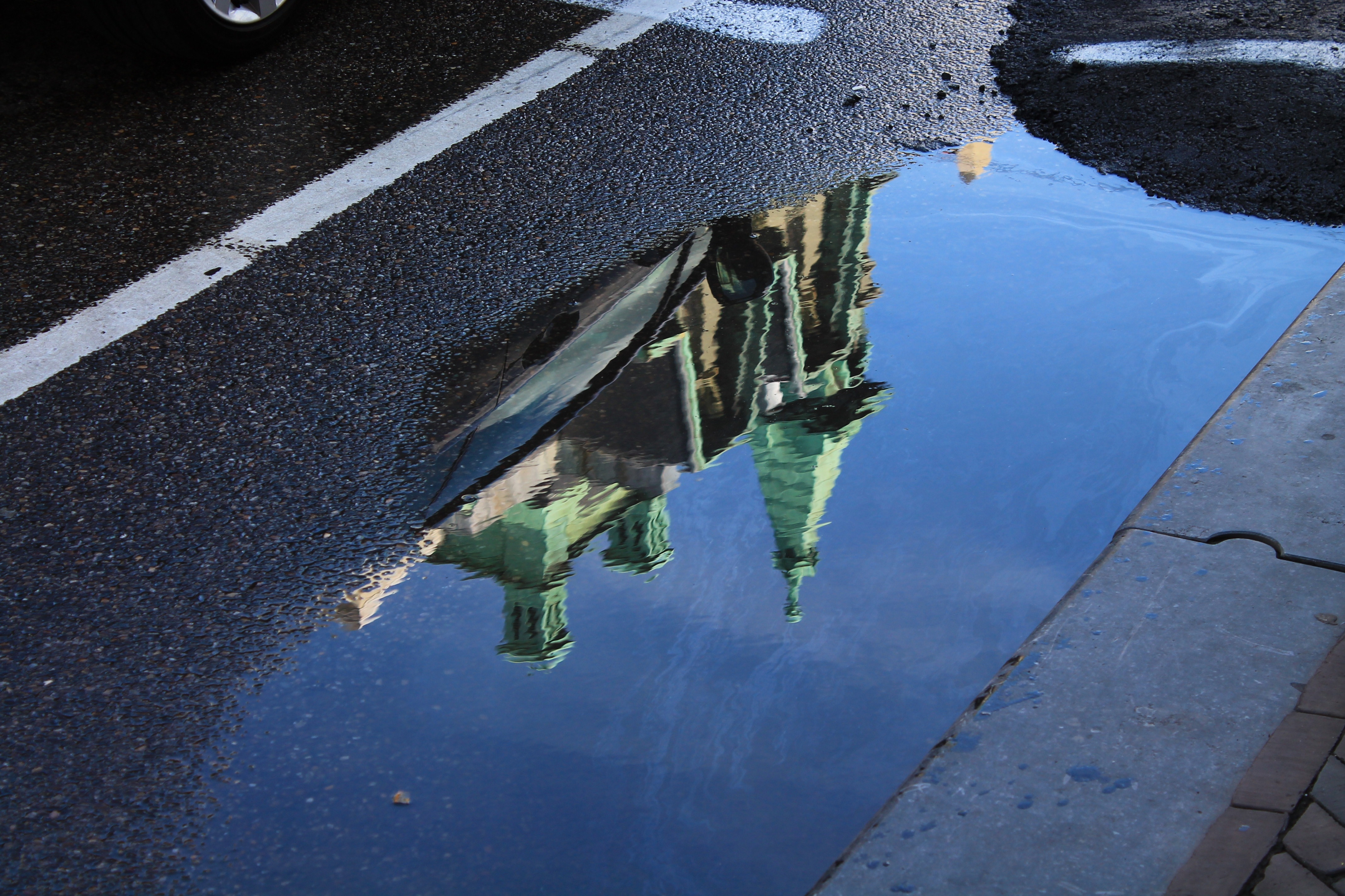 reflection of teal concrete castle