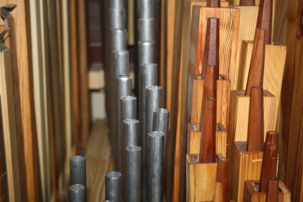 brown wooden and gray metal tubes and bars preview