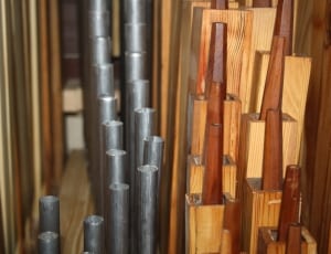brown wooden and gray metal tubes and bars thumbnail