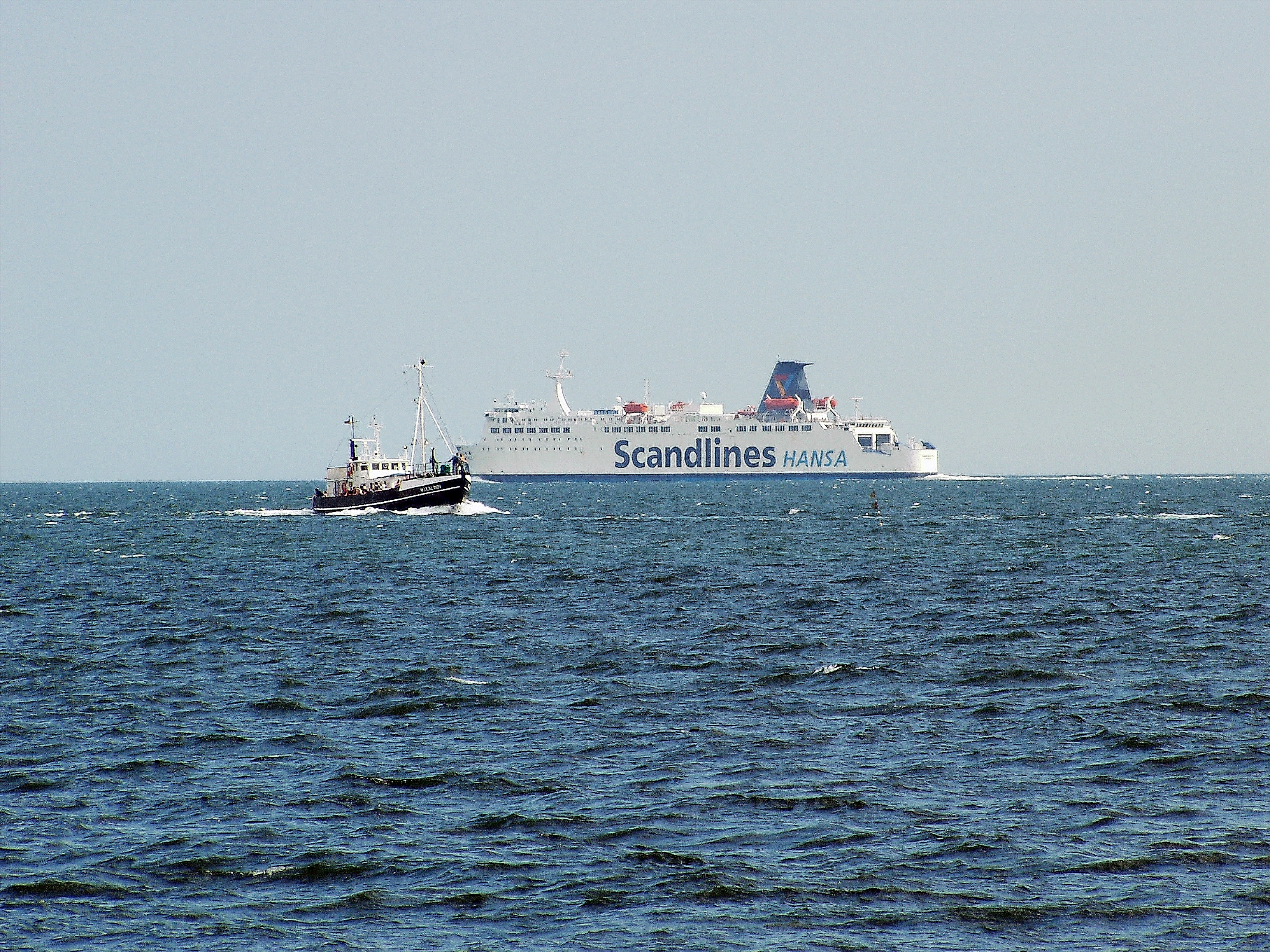 scandlines hansa ship on ocean during daytime