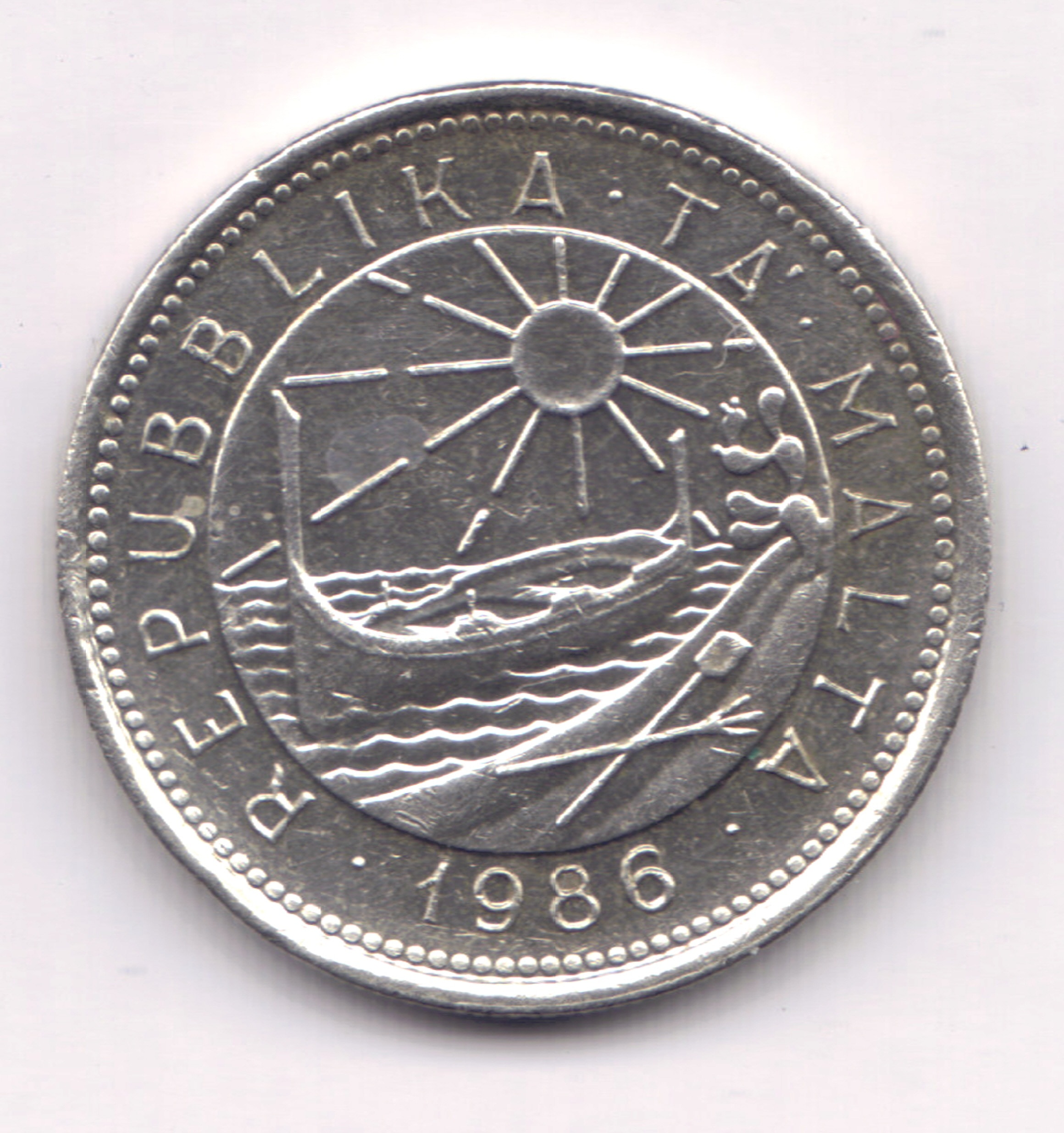 silver Republika Ta Malta 1986 coin