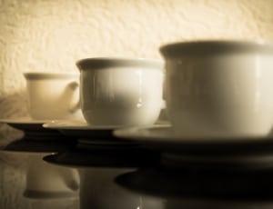 3 white ceramic coffee mugs thumbnail