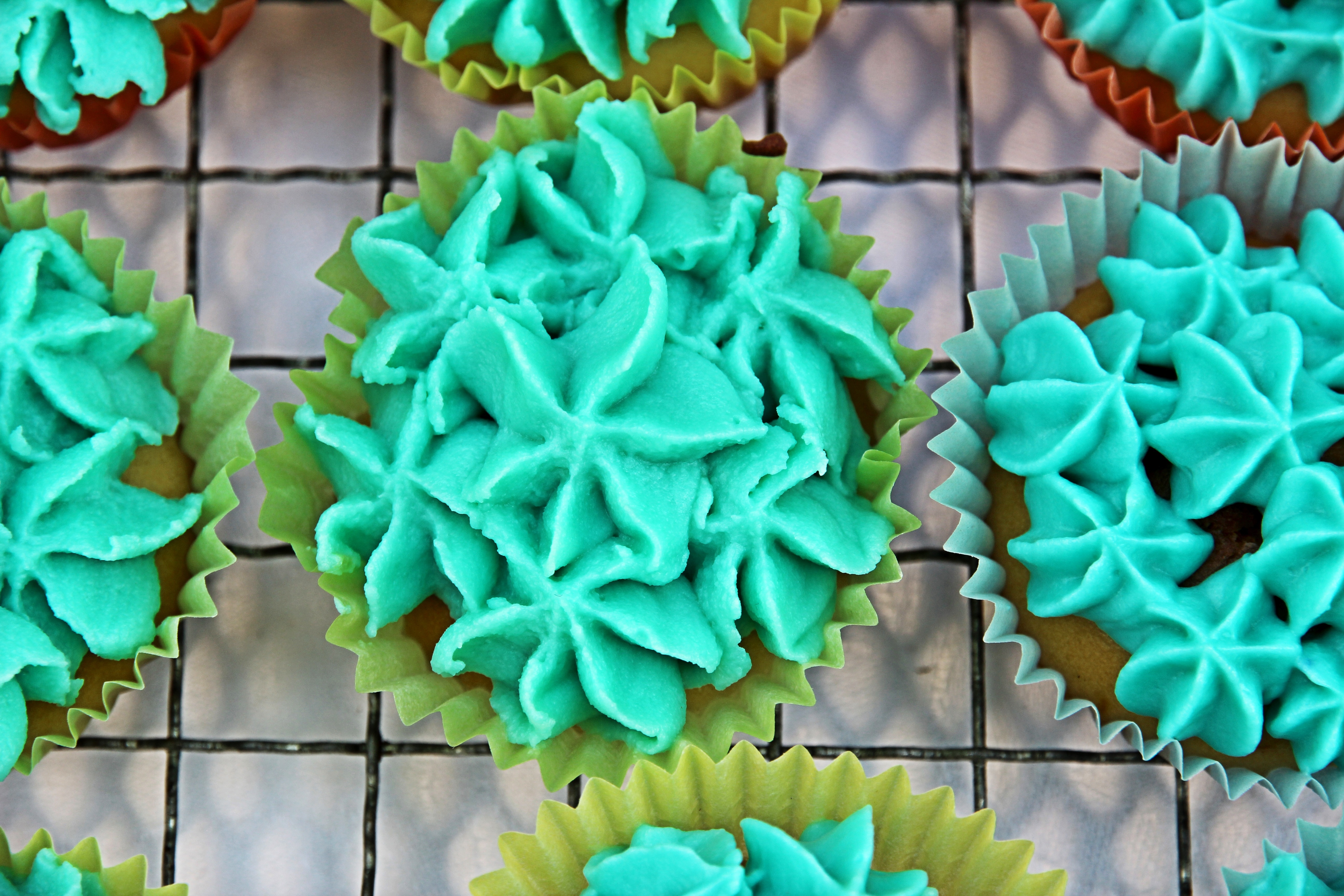 cupcakes with flower shape icings