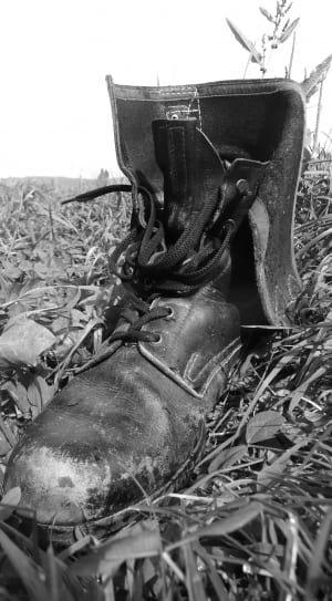 grayscale photography of boot thumbnail