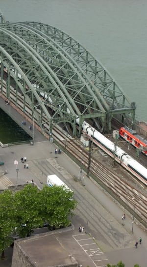 two trains crossing bridge thumbnail