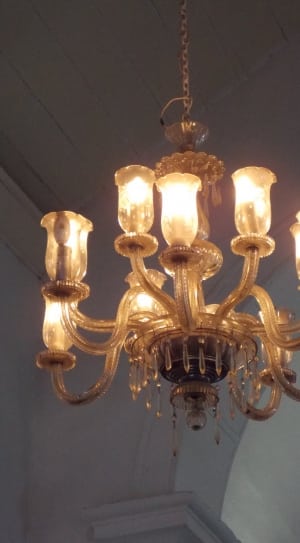 gold clear glass chandelier thumbnail