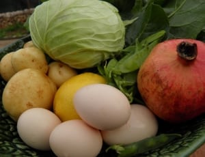 cabbage potatoes lemon egg and red round fruit thumbnail
